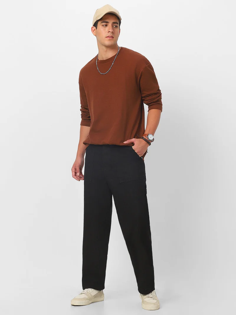 Urbano Fashion  Urbano Fashion Men's Black Loose Fit Cargo Carpenter Jeans With 6 Pockets Non-Stretchable for Men | Best Price UAE