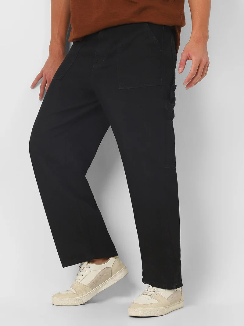 Urbano Fashion  Urbano Fashion Men's Black Loose Fit Cargo Carpenter Jeans With 6 Pockets Non-Stretchable for Men | Best Price UAE
