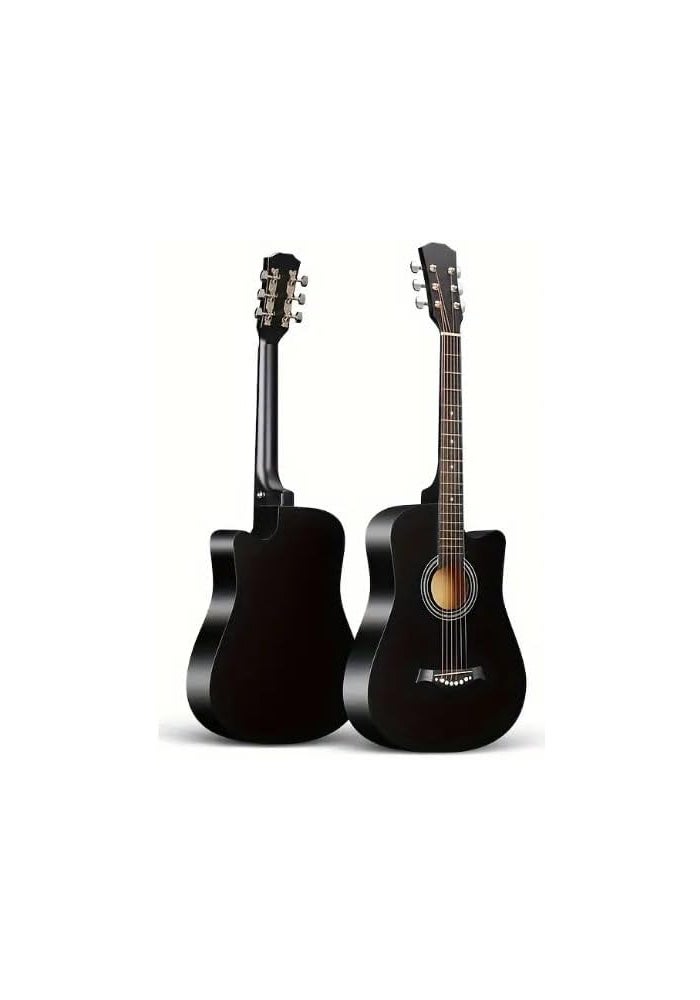 MegArya Acoustic Guitar Beginner Kit with Accessories - Black - Image 2