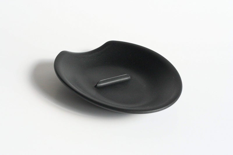 Crack'em Crackem Egg Cracker  Spoon Rest Jet Black  Perfectly Cracks Eggs  Contains Messes  Easy to Use  Clean  Great for Kids  Prevents Broken Yolks