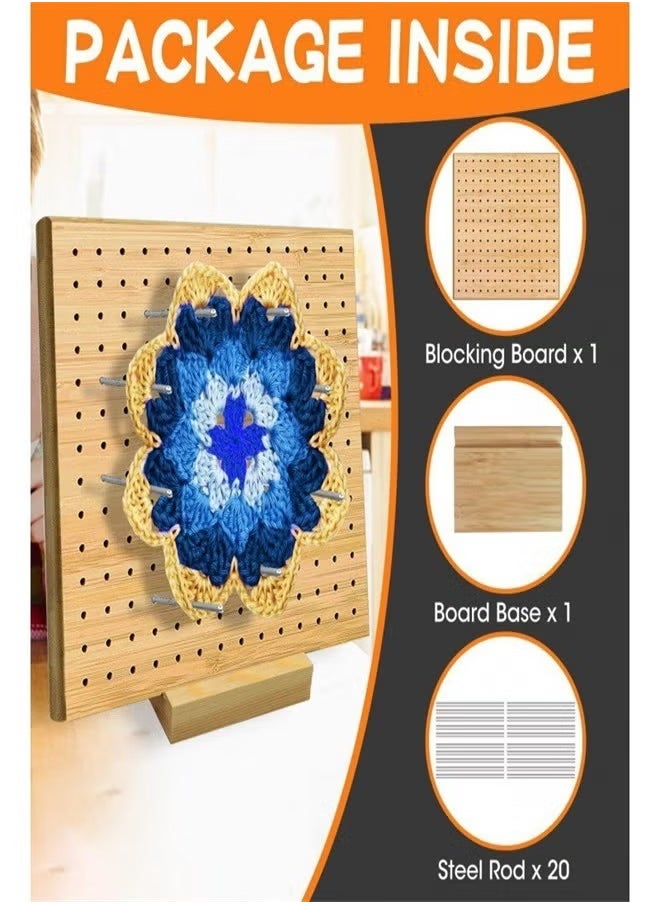 XiuWoo Weaving DIY Tool Crochet Hook Loom Square Weaving Hook Board, Wood Lock Board Crochet Lock Board, Craft Accessories Knitting Board Full Set Kit  - Image 2