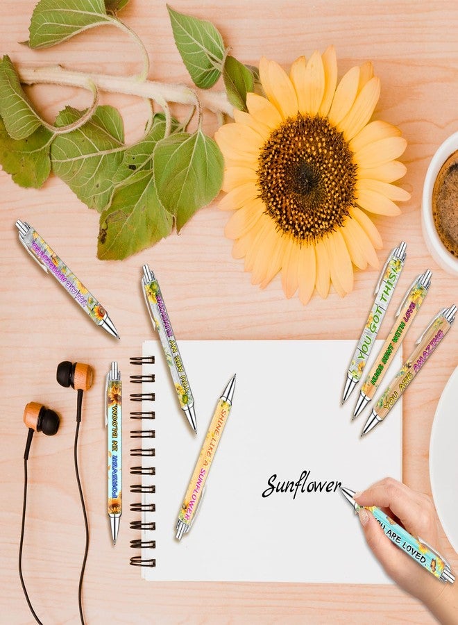 Idealmuzik Sunflower Pens Set - Bright Sunshine -Themed Ballpoint Pens for Girls, Teachers, and Flower Lovers - Smooth Writing Stationery for School, Office, or Journaling - Thanksgiving Christmas New Year Gifts - Image 3