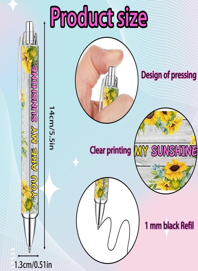 Idealmuzik Sunflower Pens Set - Bright Sunshine -Themed Ballpoint Pens for Girls, Teachers, and Flower Lovers - Smooth Writing Stationery for School, Office, or Journaling - Thanksgiving Christmas New Year Gifts - Image 2
