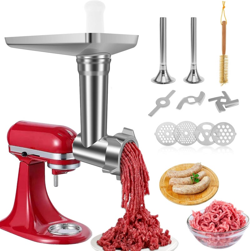 windforgecraft Meat Grinder and Slicer Shredder Attachment Food Grinder Attachments Mixer Attachment Meat Grinder Accessories Set Durable Metal Food Grinder Attachments Works Ideally with Them to Grind Meats - Image 1