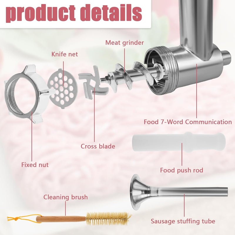 windforgecraft Meat Grinder and Slicer Shredder Attachment Food Grinder Attachments Mixer Attachment Meat Grinder Accessories Set Durable Metal Food Grinder Attachments Works Ideally with Them to Grind Meats - Image 5