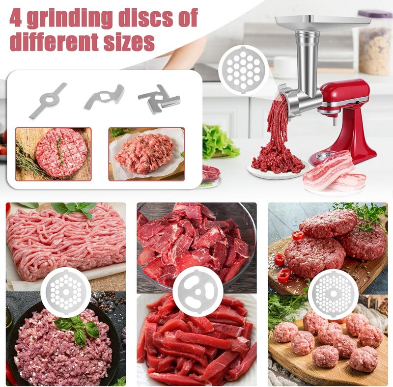 windforgecraft Meat Grinder and Slicer Shredder Attachment Food Grinder Attachments Mixer Attachment Meat Grinder Accessories Set Durable Metal Food Grinder Attachments Works Ideally with Them to Grind Meats - Image 3