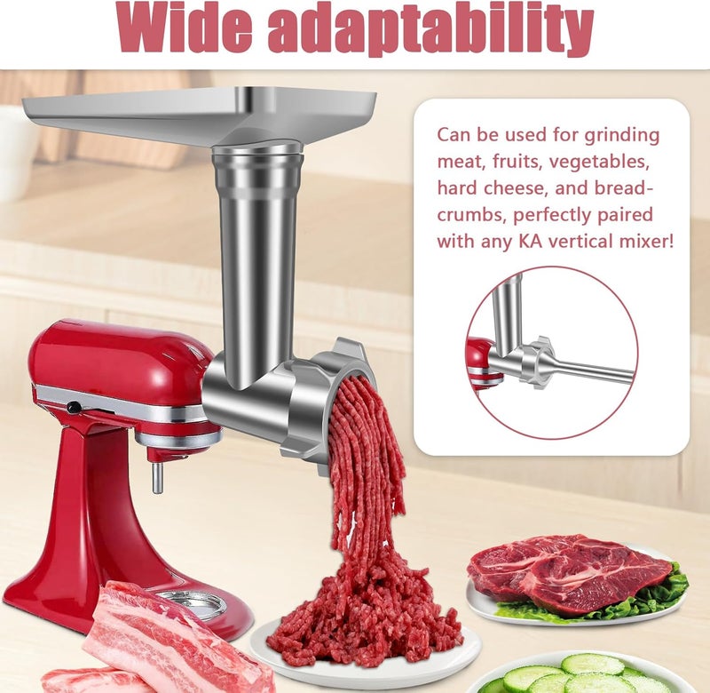 windforgecraft Meat Grinder and Slicer Shredder Attachment Food Grinder Attachments Mixer Attachment Meat Grinder Accessories Set Durable Metal Food Grinder Attachments Works Ideally with Them to Grind Meats - Image 2
