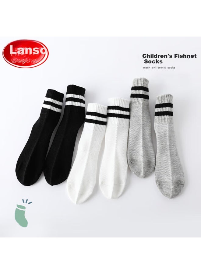 LANG SHA Langsha Children's Socks Boys Summer Mesh Campus Student White Socks Teenage Mid-tube Casual Sports Cotton Socks - Image 2