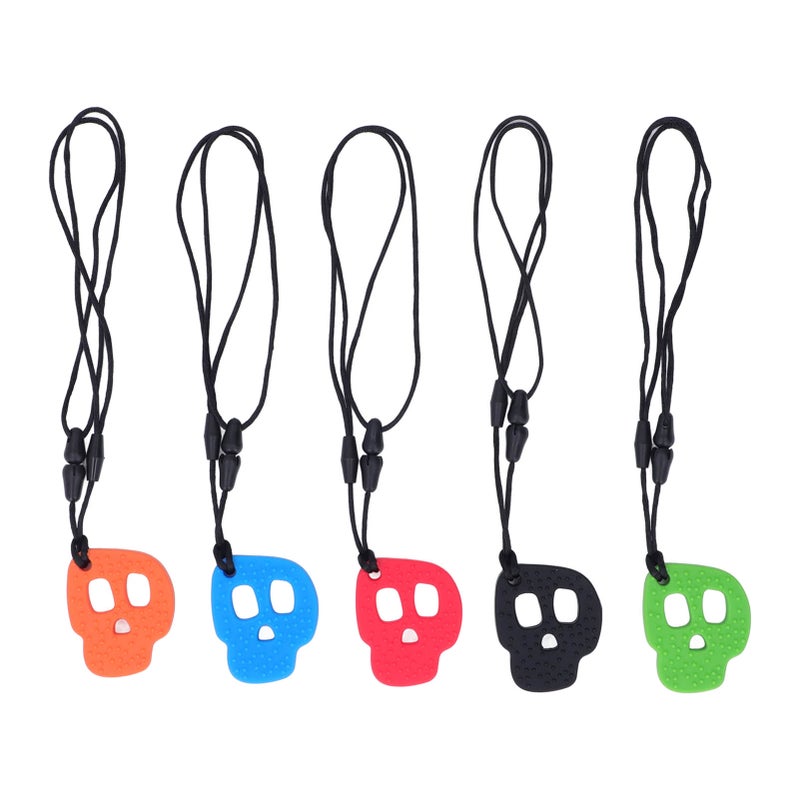 5pcs Chew Necklaces for Sensory Kids Silicone Oral Motor Aids Chewy Necklace for Autism ADHD Anxiety - Image 1