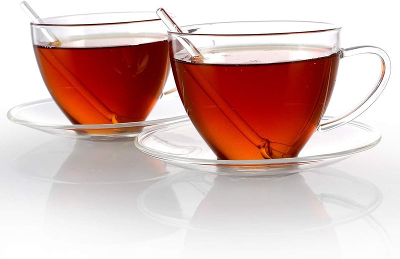 Teabloom Teabloom Royal Teacup and Saucer Set 2Pack  12 OZ 350 ML Capacity  Glass Mug Set  Premium Borosilicate Glass  Durable and Heat Resistant - Image 4