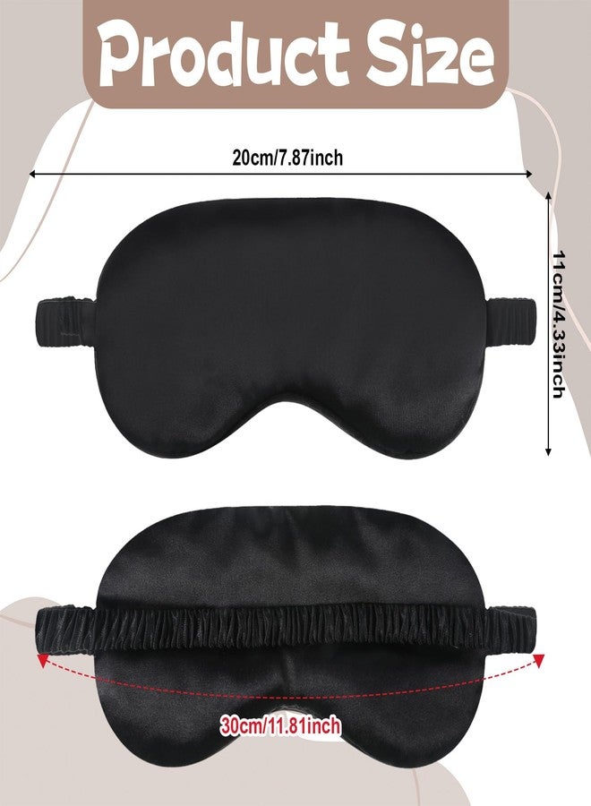 DSLSQD 2 Pack Silk Sleep Mask Soft Blackout Eye Mask for Women Men Satin Blindfold with Elastic Strap Eye Sleep Shade Cover Travel Eyes Covers for Night Sleeping Travel Nap-Pink/Black - Image 2