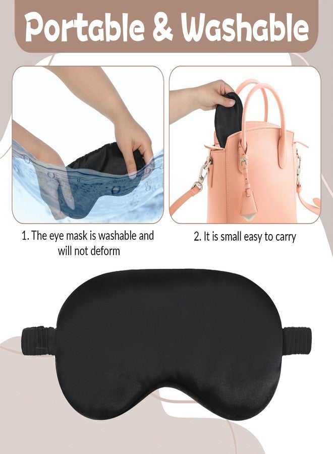 DSLSQD 2 Pack Silk Sleep Mask Soft Blackout Eye Mask for Women Men Satin Blindfold with Elastic Strap Eye Sleep Shade Cover Travel Eyes Covers for Night Sleeping Travel Nap-Pink/Black - Image 4