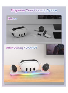 XICEN XICEN Charging Dock for Meta Quest 3, Fast Charging Station with Colorful RGB Light for Oculus Quest 3, Magnetic Charging Stand Accessories for Headset and Controller with 2 Rechargeable Batteries  - Image 3