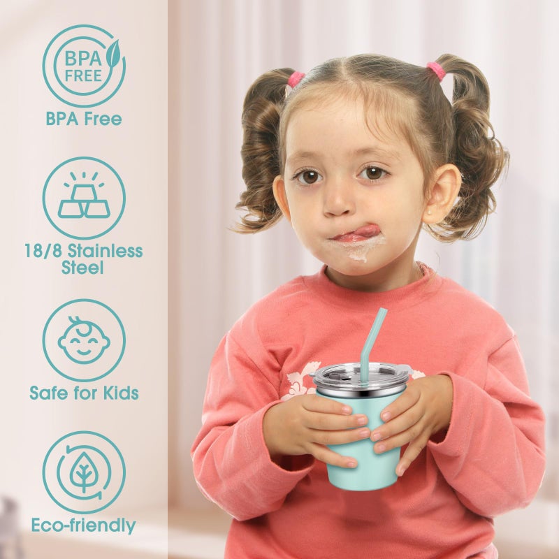 Rommeka Kids Cups with Straws and Lids, 12oz Sippy Cups with 6 Color Silicone Sleeves Spill Proof Stainless Steel Cups for Kids, Toddlers and Adults - Image 2