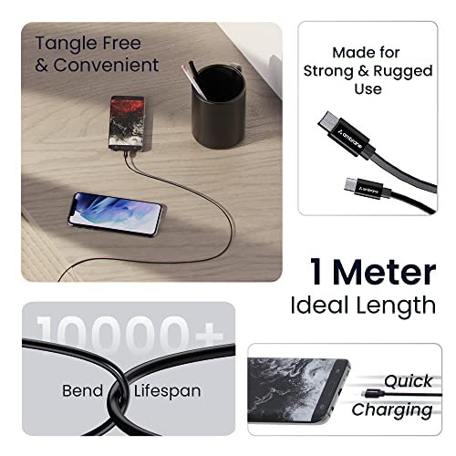 Ambrane 2.4A Fast Charging Cable Output Cable with Micro to USB for Mobile, Neckband, True Wireless Earphone Charging, 480mbps Data Sync Speed, 1m Length (ACM - AZ1, Black) - Image 2