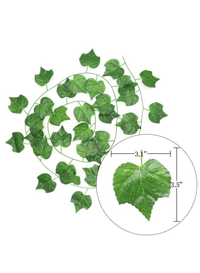 Hecaty 12 Strands Artificial Fake Grape Vines with 3 Strings Grapes, Hanging Plant Large Leaves Garland for Wedding Party Store Home Decor Indoor Outdoors (Grape and Garlands) - Image 3
