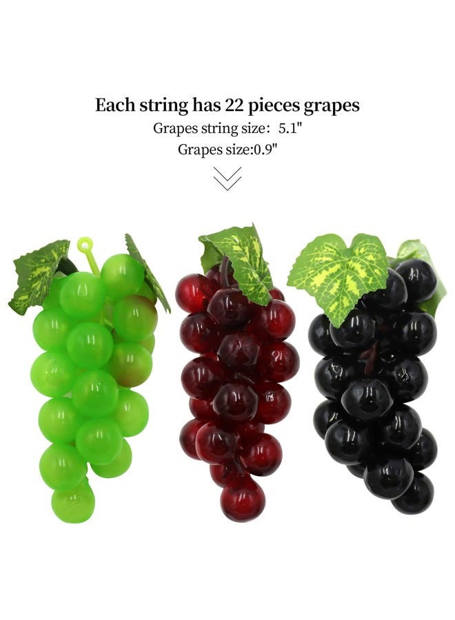 Hecaty 12 Strands Artificial Fake Grape Vines with 3 Strings Grapes, Hanging Plant Large Leaves Garland for Wedding Party Store Home Decor Indoor Outdoors (Grape and Garlands) - Image 2