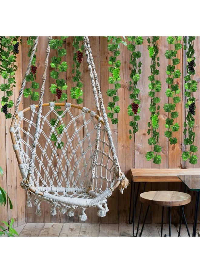 Hecaty 12 Strands Artificial Fake Grape Vines with 3 Strings Grapes, Hanging Plant Large Leaves Garland for Wedding Party Store Home Decor Indoor Outdoors (Grape and Garlands) - Image 5