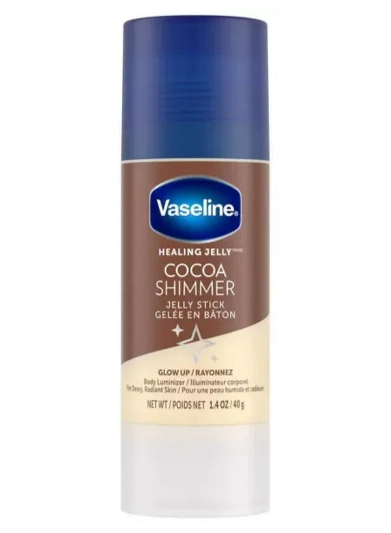 فازلين يونيليفر كاكاو شيمر جيلي ستيك جلوي أب للجسم لبشرة ندية ومشرقة 40 جرام - Image 1