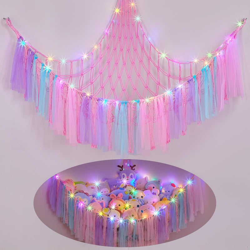 FIOBEE Stuffed Animals Net or Hammock with LED Light Toy Hammock Hanging Stuffed Animals Storage Organizer Holder Room Dcor for Nursery Kids Bedroom - Image 2