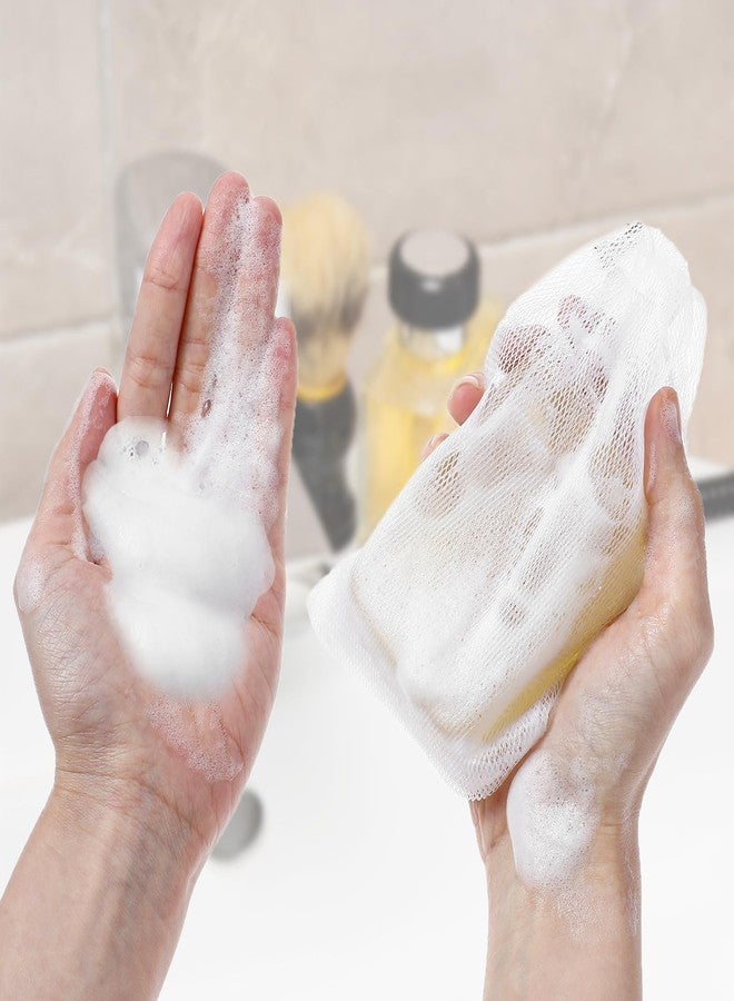 Sliverdew 6 PCS Exfoliating Mesh Soap Pouch Soft Soap Bag with Drawstring for Shower Double Layer Thicken Foam Net Bubble Foam Net Soap Sack Saver Pouch, White - Image 5
