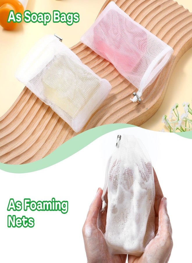 Sliverdew 6 PCS Exfoliating Mesh Soap Pouch Soft Soap Bag with Drawstring for Shower Double Layer Thicken Foam Net Bubble Foam Net Soap Sack Saver Pouch, White - Image 4