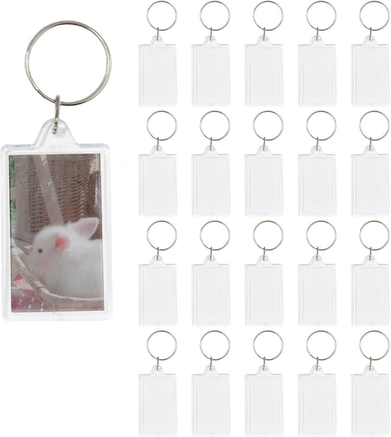 BetterJonny 20Pcs Acrylic picture Keychain Blanks Photo Keychain Clear in Photo Keychain Acrylic Picture Frame Keyrings - Image 1