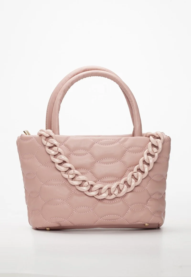 Dilimler Ayakkabı Quilted Stitched Chain Pink Women's Shoulder Bag
