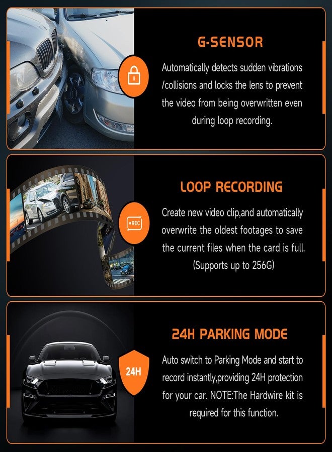Veement Dash Cam, 2.5K Dash Cam Front, VEEMENT Dash Camera for Cars, 1440P Car Dash Camera with APP, WiFi Dash Cams with WDR Night Vision, 24/7 Parking Monitor Dashcam, 160°Wide, G-Sensor, Mini Car Camera - Image 4