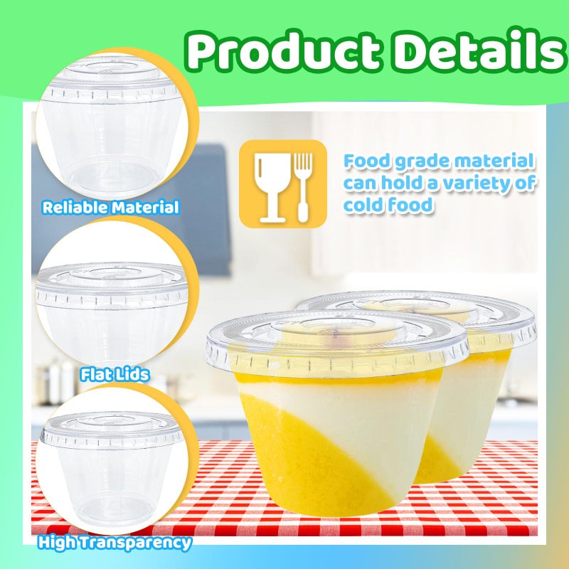 Tiaiidi 100 Pack 6 oz Clear Plastic Cups Disposable Parfait Cups with Flat Lids(No Hole) Party Dessert Cups for Cold Drinks Fruit Cupcake Ice Cream Snack - Image 2