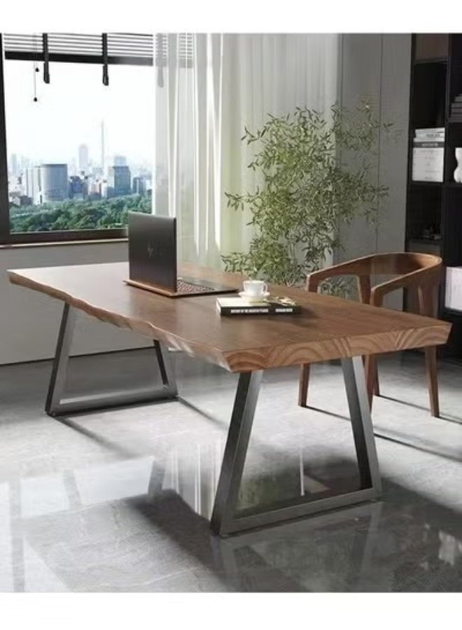 فاشون هوم طاولة مكتب تنفيذية حديثة للمنزل ومساحة العمل | سطح من الخشب الصلب مع لمسة نهائية من الحبوب الطبيعية وأرجل معدنية قوية | طاولة دراسة بتصميم صناعي بسيط للاستخدام في المكتب أو المؤتمرات أو المكتب المنزلي 140 × 70 × 75 سم. - Image 2