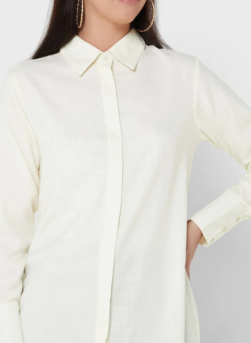 Khizana Longline Tunic With Collar And Placket Detail