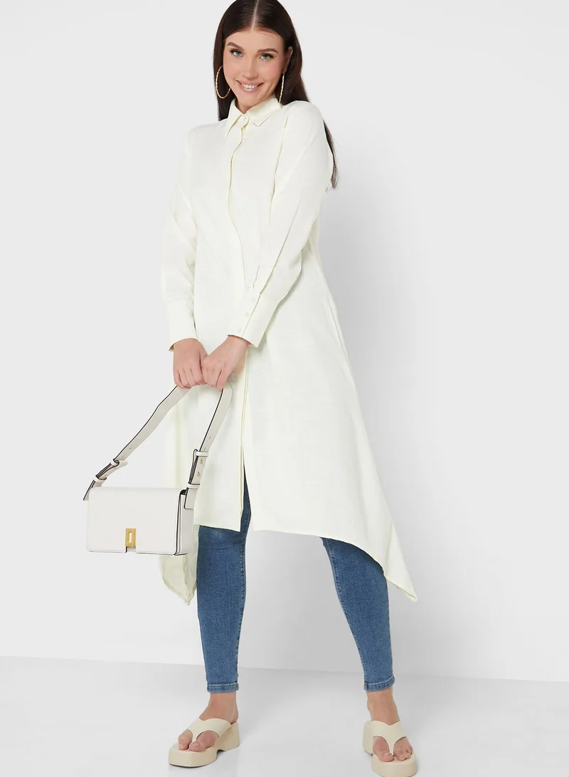 Khizana Longline Tunic With Collar And Placket Detail