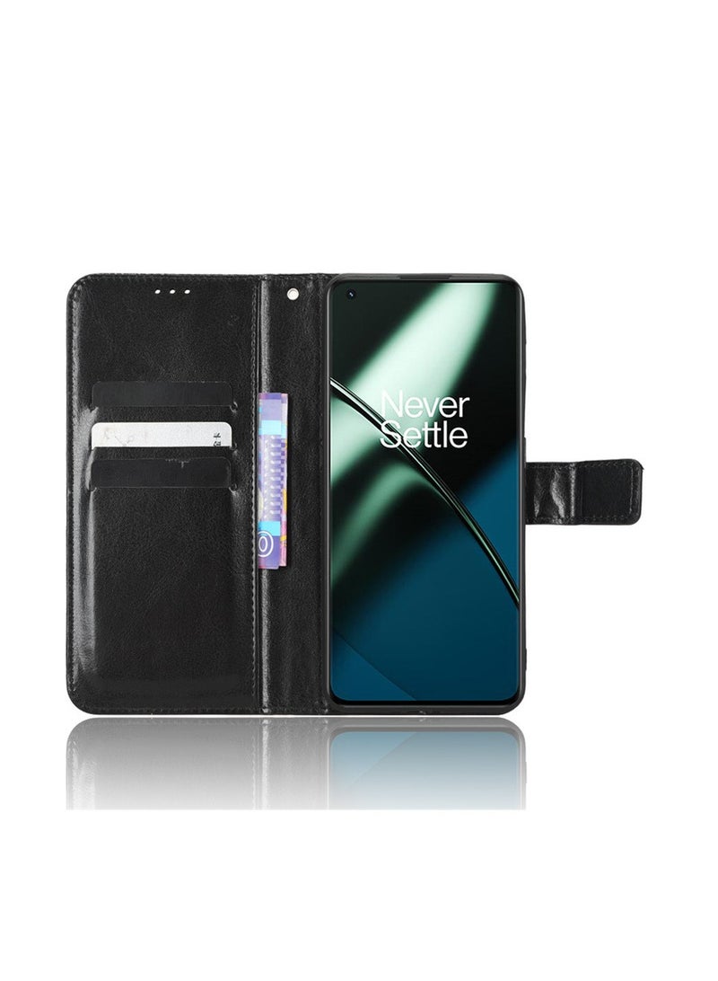 AROAQ OnePlus 11R 5G & OnePlus ACE 2 Pro Leather Flip Case with Crazy Horse Pattern, Lanyard, and Card Slot - Image 4