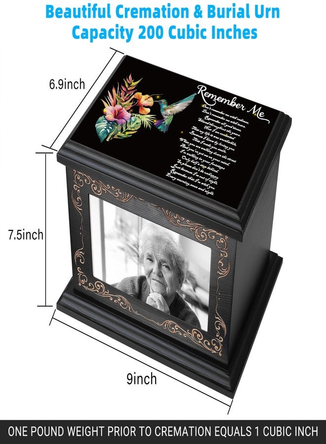 ADMLC Cremation Urns for Human Ashes Adult Male or Female, Funeral Memorial Urns for Ashes with Photo Frame, Wooden Urns Box and Casket for Men Women, Burial Urn for Adults Up to 200 IBS - Image 2