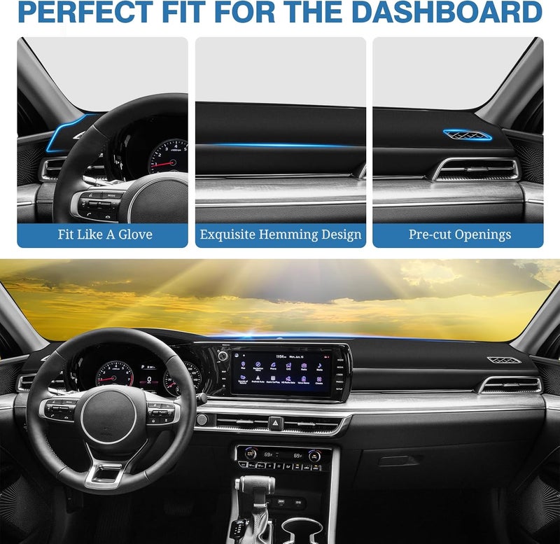 FIILINES Dash Cover Fit for Kia K5 2021 2022 2023 (Without HUD) Dashboard Mat Cover Sunshade Nonslip Mesh Protector No Glare - Image 4