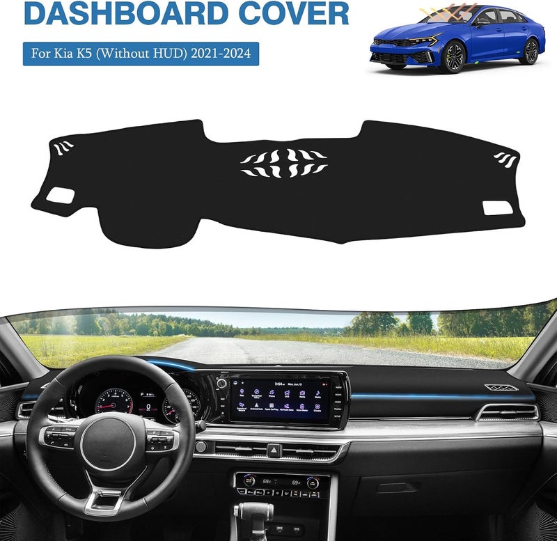 FIILINES Dash Cover Fit for Kia K5 2021 2022 2023 (Without HUD) Dashboard Mat Cover Sunshade Nonslip Mesh Protector No Glare - Image 2