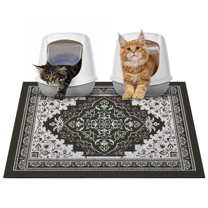 Glittme Cat Litter Mat with NonSlip Bottom Litter Box Mat 33X22 Litter Trapping Mat Easy to Clean Washable Cat Food Mat for KittyL - Image 2