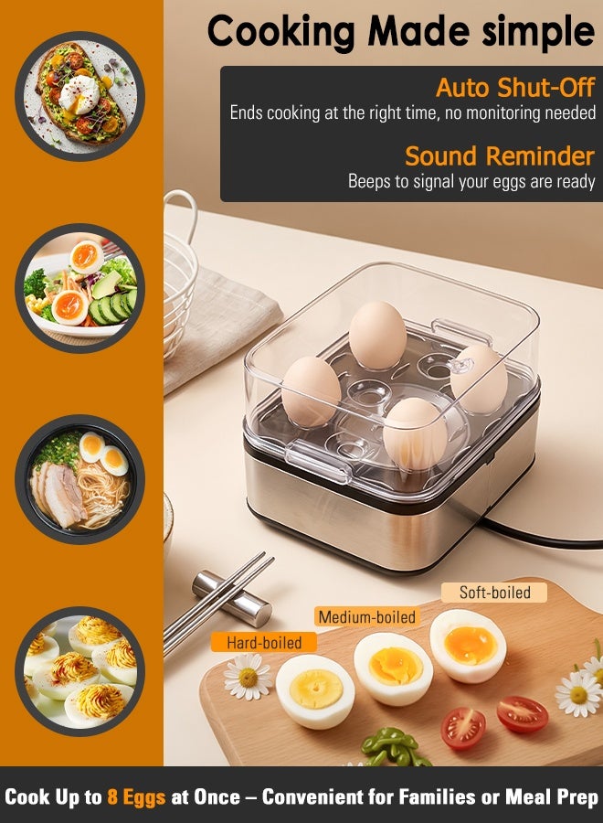 Yakiter Electric Egg Cooker Rapid – 8 Egg Capacity for Hard Boiled Eggs, Dry Boil Protection, Auto Shutoff, Transparent Cover, Easy to Clean, Perfect for Boiled and Poached Eggs - Image 2