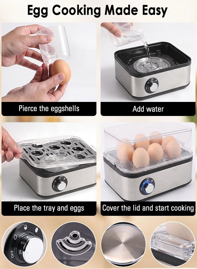 Yakiter Electric Egg Cooker Rapid – 8 Egg Capacity for Hard Boiled Eggs, Dry Boil Protection, Auto Shutoff, Transparent Cover, Easy to Clean, Perfect for Boiled and Poached Eggs - Image 5