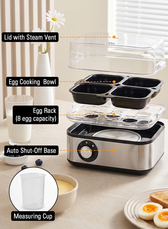 Yakiter Electric Egg Cooker Rapid – 8 Egg Capacity for Hard Boiled Eggs, Dry Boil Protection, Auto Shutoff, Transparent Cover, Easy to Clean, Perfect for Boiled and Poached Eggs - Image 3