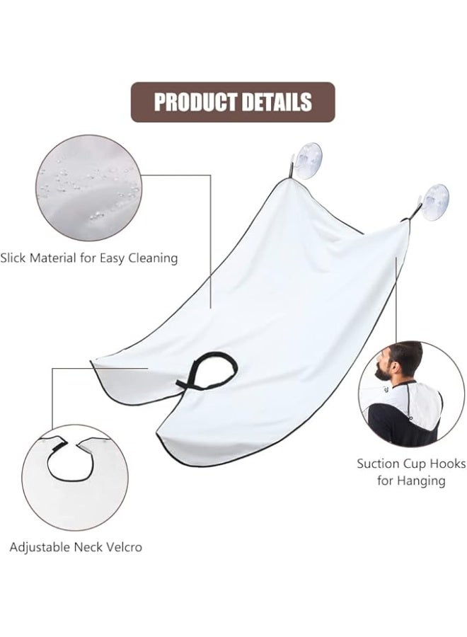 مريلة اللحية عباءة الحلاقة غطاء جمع شعر اللحية للتشذيب والحلاقة وقص الشعر قطعة عناية مانعة لتساقط الشعر مقاومة للماء وغير لاصقة مع كوبَي شفط هدية للرجال - Image 3