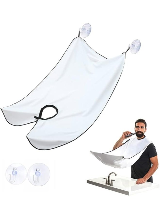 مريلة اللحية عباءة الحلاقة غطاء جمع شعر اللحية للتشذيب والحلاقة وقص الشعر قطعة عناية مانعة لتساقط الشعر مقاومة للماء وغير لاصقة مع كوبَي شفط هدية للرجال - Image 1