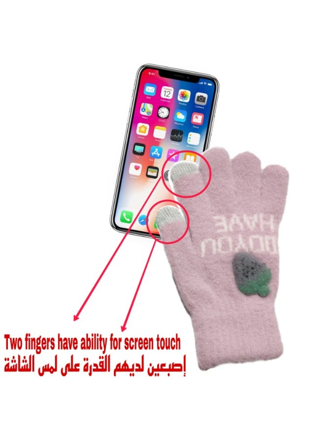 Mobile touch fingers wool winter gloves - Image 2