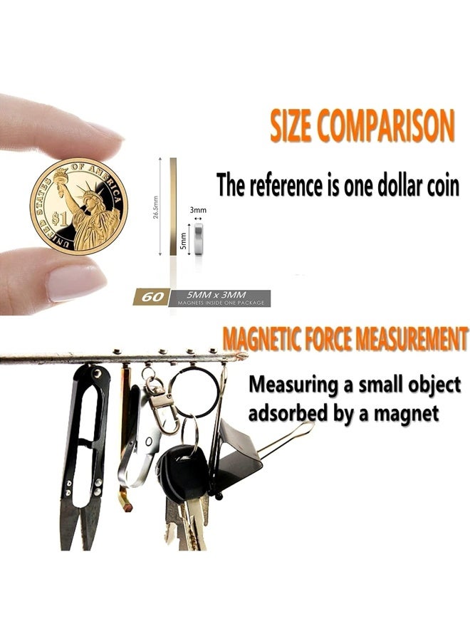 60pcs Small Magnets,Round for Refrigerator , Cylinder, Fridge , Office , Whiteboard , Durable Little Miniature Tiny Mini for Crafts - Image 2