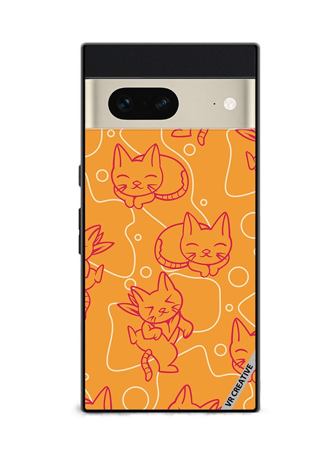 VR CREATIVE Protective Case Cover For Google Pixel 7 Chilling Cat Pattern Design Multicolour - Image 1