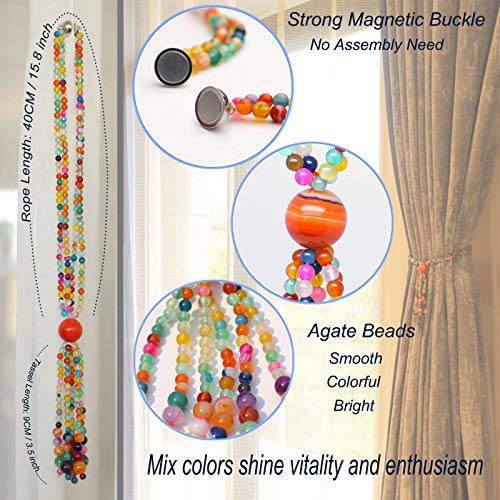 Pedobo Magnetic Curtain Tiebacks, 2 Pack Colorful Agate Tassel Curtain Drapery Holdbacks, Boho Curtain Ties for Home Office Decorative - Image 3
