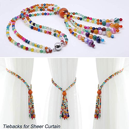 Pedobo Magnetic Curtain Tiebacks, 2 Pack Colorful Agate Tassel Curtain Drapery Holdbacks, Boho Curtain Ties for Home Office Decorative - Image 2