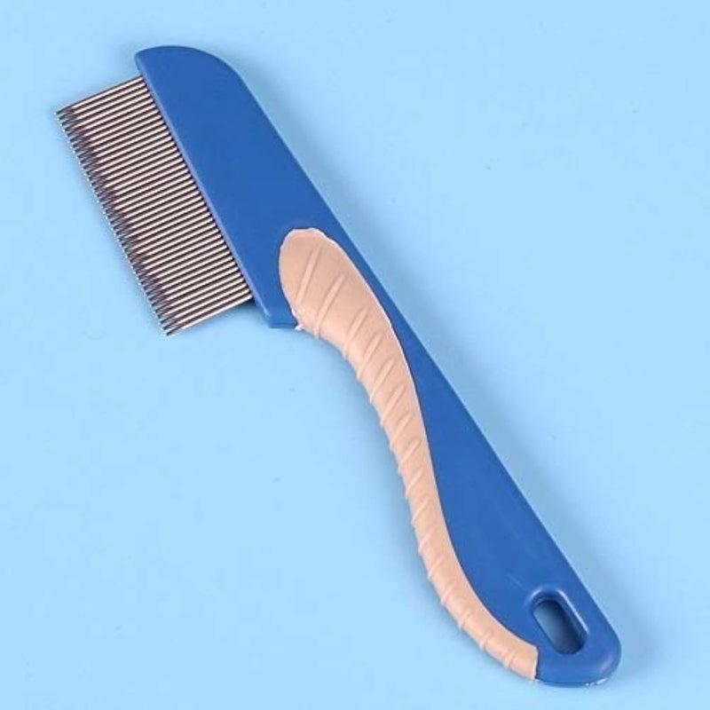 - Combs - head lice remover hair Comb Stainless Steel Nit Head Hair Lice Comb Metal Fine Toothed Flea Flee With Handle Hairbrush Tools (Short blue)
