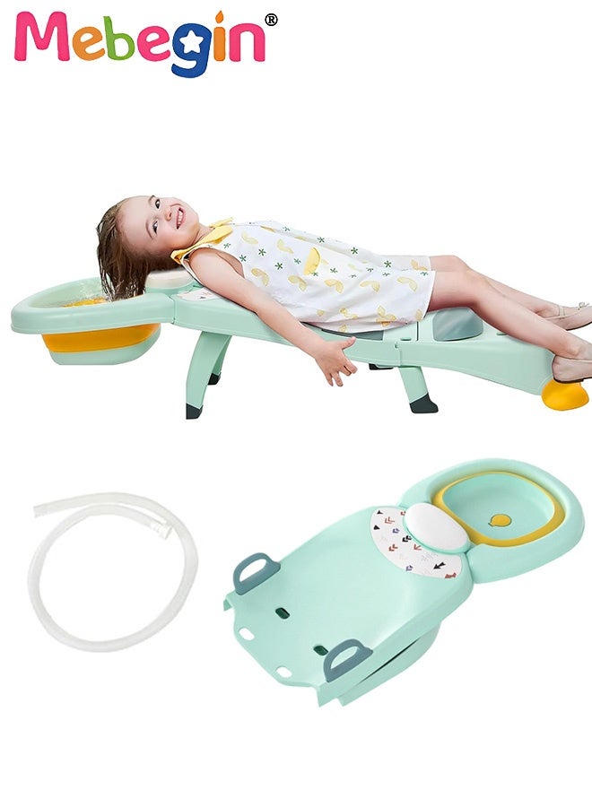 MEBEGIN Adjustable Hair Washing Station for Kids, Foldable Shampoo Chair with 4-position Headrest and 3-level Cushion Adjustment, Comfortable to Ue and Easy to Clean - Image 1